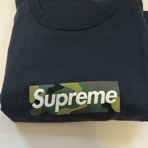 Supreme Navy Tee with Camo Logo